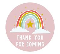 Manta Makes Thank You for Coming to My Party Stickers for Party Bags, 35 x 37mm Round Thank You Stickers for Party Bags, Thank You for Coming to My Party Bag Stickers Sheet (Rainbow Pink)