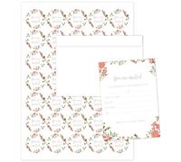 Manta Makes Wedding Invitations with envelopes, Classic Simple and Elegant Wedding invites with envelopes and Stickers, Wedding Invitation Cards (Pink Floral 10 Pack)