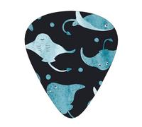 Manta Ray And Fish,12 Pcs Guitar Pick,3 Different Thickness Plectrums for Acoustic Guitar Bass Ukulele (0.46mm 0.96mm 0.71mm)