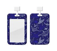 Manta Ray and Fish Print Card ID Badge Holder with Breakaway Lanyard,for Doctor Teacher Nurse Staff Office