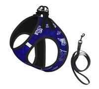 Manta Ray and Fish Print Pet Leash Vest Soft Adjustable Step in Puppy Vest Outdoor Walking with Leash