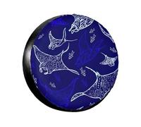 Manta Ray And Fish Print Tire Covers Spare For Trailers, Universal Wheel Suitable For Various Vehicles