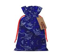 Manta Ray And Fish Printed Drawstring Gift Bags,Various Sizes, Bulk Plastic Packaging Bags