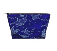 Manta Ray and Fish Printed Travel Makeup Bag Trapeze Cosmetic Bag Makeup Case Toiletry Bag Organiser for Women