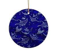 Manta Ray And Fish Printing Christmas Ceramic Hanging Decoration â€“ Celebrating Family This Xmas Ornament, Gift For Family, Friends