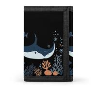 Manta Ray Corals Ocean Fish Trifold Wallet for Men Credit Card Holder Wallets