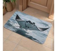 Manta Ray Front Door Mat, Heavy Duty Bathroom Rugs Durable Welcome Mat for Outdoor Indoor, Super Absorbent Bath Rugs for Entryway Outside Patio Porch, 60x90cm