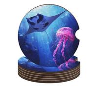 Manta Ray Jellyfish Car Cup Holders Coasters 6PCS