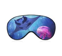 Manta Ray Jellyfish Funny Eye Mask for Sleep with Adjustable Strap Blocks Light Eye Shade Cover