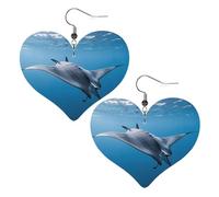 Manta Ray Leather Earrings for Women Heart Earring Lightweight Dangle Drop Earring Set Jewelry Gift