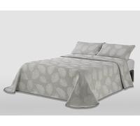 MANTAS MORA - Jacquard Recycled Cotton Bedspread Combined Natural Feel Lightweight and Breathable Design N15, 180 x 270 cm, Grey