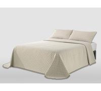 MANTAS MORA - Jacquard Recycled Cotton Bedspread Combined Natural Feel Lightweight and Breathable Design N14, 180 x 270 cm, Beige