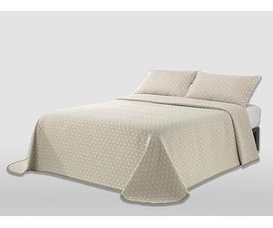 MANTAS MORA - Jacquard Recycled Cotton Bedspread Combined Natural Feel Lightweight and Breathable Design N14, 180 x 270 cm, Beige