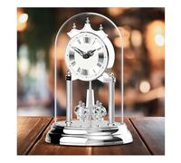 Mantel Clock, European Crystal Rotating Table Clock, Modern American Metal Pendulum Home Decoration - Elegant Silver Design for Living Room