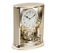 Mantel Clock Two-Tone Gold Oval Crystal Rotating Pendulum Silent Quartz Goldtone