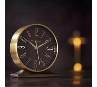 Wm.Widdop Black & Gold Mantel Alarm Clock, 14.3 x 12.8 x 5.3cm