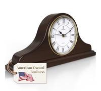 Mantel Clock, Wooden Mantle Clock for Living Room Décor - Silent, Decorative, Solid Wood, Battery Operated Mantle Clock for Fireplace Mantel, Office, Desk, Shelf & Home Décor Gift, 15x7.5 Inch