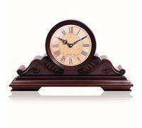 Mantel Clocks Battery OperatedSilent Wood Table Clock with Chimes On The Hour Solid Wooden Shelf Decorative Chiming