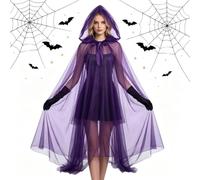 Mantello Con Cappuccio Di Halloween, Mantella Lunga In Mesh, Mantello