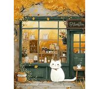 mantianhome Cute Cat on The Doorstep Embroidery Cross Stitch Kit, 11CT, Popular Print Design, DIY for Beginners and Advanced Users - 40x50cm