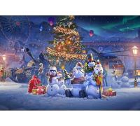 mantianhome Cute Snowman Christmas Tree Cross Stitch Kit, Popular Print Design, 11CT, Beginner Stamped Embroidery Kit, Gift for Advanced DIY Crafters, 40x50cm