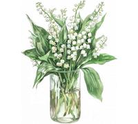 mantianhome Easy Handmade for Adults 11CT Craft kit DIY Embroidery kit Lily of The Valley Flower Cross Stitch kit in a vase, for Beginners or Adults, DIY Easy Counted Cross Stitch kit 40x50CM