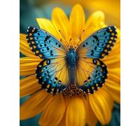 mantianhome Embroidery Cross Stitch Kit: Butterfly and Yellow Flower - 40x50cm, 11CT, Popular Printed Design, Cross Stitch Kit, DIY for Beginners and Advanced