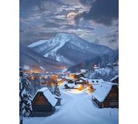 mantianhome Embroidery Cross Stitch Kit: Countryside Snow Scene - 40x50cm, 11CT, Popular Printed Design, Cross Stitch Kit, DIY for Beginners and Advanced Users