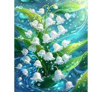mantianhome Popular Lily of The Valley Print Cross Stitch Kit, 11CT, Beginner Stamped Embroidery Gift, DIY Kit for Advanced Crafters-40X50CM