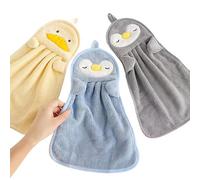 MANTIANXINGSHENL 3 Pcs Animals Hand Towels Set - Soft Coral Velvet Microfibre Cute Absorbent Towels with Hanging Loop for Kids & Adults Bathroom & Kitchen
