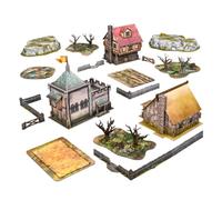 mantic Terrain Crate Fantasy Battlefield Pack | Complete 6x4 Table Terrain Set | Card Buildings, Plastic Hills, Walls, Trees & Neoprene Templates | Compatible with Warhammer AoS, Kings of War & More