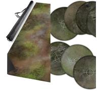 mantic Terrain Crate Fantasy Gaming Bundle | 6ft x 4ft Rock & Scrub Neoprene Gaming Mat & Fantasy Objective Templates | Compatible with Warhammer, Age of Sigmar & Kings of War