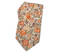 Mantieqingway Men's Cotton Floral Neck Tie 2.56'' Printed Skinny Tie, Orange