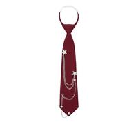 Mantieqingway Ties for Women Men, Punk Metal Chain Necktie Pre-Tied Adjustable Black Tie for Uniform, School, Shirt Accessory, Star Shape-silver-wine Red, Medium