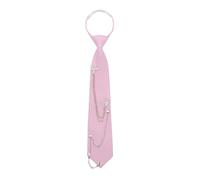 Mantieqingway Ties for Women Men, Punk Metal Chain Necktie Pre-Tied Adjustable Black Tie for Uniform, School, Shirt Accessory, Star Shape-silver-pink, Medium