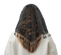 Mantilla Veil,Shawls And Wraps For Women,Black,Triangle Scarf,Soft & Silky Lace Headscarf,Elegant Daily Accessory For Weddings,Parties & Travel,Lightweight Breathable Cover For Women & Brides