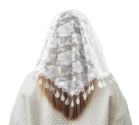 Mantilla Veil,Shawls And Wraps For Women,White,Triangle Scarf,Soft & Silky Lace Headscarf,Elegant Daily Accessory For Weddings,Parties & Travel,Lightweight Breathable Cover For Women & Brides