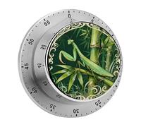 Mantis Bamboo Leaf Kitchen Timer 60 Minute Visual Wind Up Timers Indoor Mechanical Timers with Magnetic Base Stainless Steel Timer for Home Cooking Time Management Tool