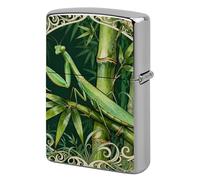 Mantis Bamboo Leaf Lighter Case Metal Double-Sided Lighter Cover Pocket Lighters Sleeve Windproof Lighters Accessories for Men Women