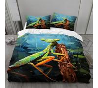 Mantis Duvet Cover King Size, Insect Bedding, Soft Cosy 3 Piece 110gsm Microfibre Quilt Cover and 2xPillow Case 50x75 cm with Zipper Closure for BedroomH779