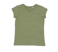 Mantis Womens Roll Sleeve Tee Ladies Short Sleeve Cotton T-Shirt Casual Top