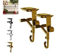 Mantle Hanger Hook, 2 in 1 Fireplace Stocking and Garland Hanger, Christmas Stocking Holder with 2 Hooks, Adjustable Heavy Duty Stockings Holder Suitable for Shelf Table Edge