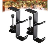 Mantle Hangers for Garland, 2 in 1 Mantle Hanger, Adjustable Garland Hanger, Garland and Stocking Hangers for Mantle, No Drill Garland Fireplace Stocking Hanger, for Christmas, Holiday, New Year(Black