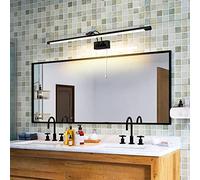 MantoLite LED Modern Bathroom Vanity Light Fixture Matte Black 90CM 16W Cabinet Over Mirror Light, Indoor Lighting Wall Light with Ajustable Arm for Hotel Bedside 3000K Picture Lights