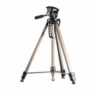 Mantona Basic Travel Pro III Photo Tripod Large Lightweight Aluminium Tripod with Quick Release Plate Height 55 to 146 cm Load 3 kg Light 1.07 kg Bronze with Bag