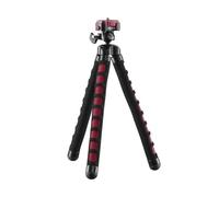 Mantona Kaleido Flex Photo/Tabletop Travel Tripod with Ball Head with Quick Release Plate and Carry Case - Sundown Red