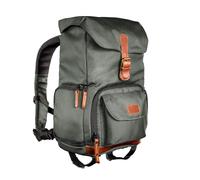 Mantona Luis junior retro photo backpack w/Genuine leather applications, incl. rain cover, flexible organisation and tablet compartment for 1x DSLR camera, 1-2 lenses, various photo accessories, green