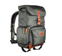 Mantona Luis junior retro photo backpack w/Genuine leather applications, incl. rain cover, flexible organisation and tablet compartment for 1x DSLR camera, 1-2 lenses, various photo accessories, green