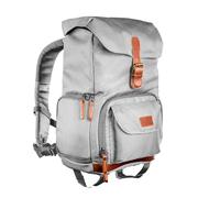 Mantona, Luis Junior retro camera rucksack with genuine leather trim, rain cover, flexible organisation compartment with a tablet compartment, and side pockets for 1 DSLR camera, 1-2 lenses and various accessories, green