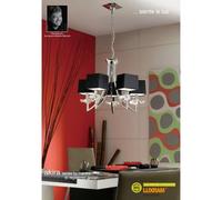 Mantra M0782 Akira 5 Light Ceiling Pendant in Polished Chrome Finish with Black Shades